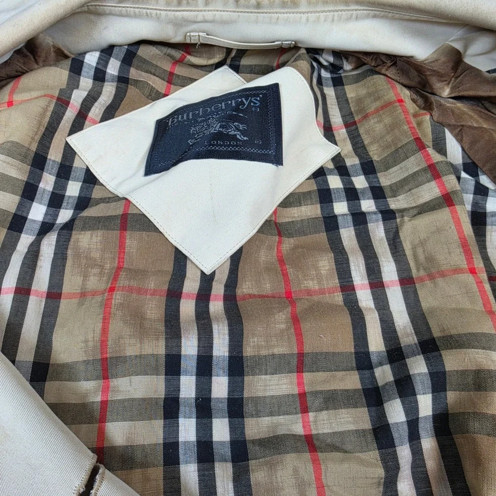 Burberry Trench Coat Womens Cream Fair Vintage Belted Nova Check Lining - Picture 15 of 16